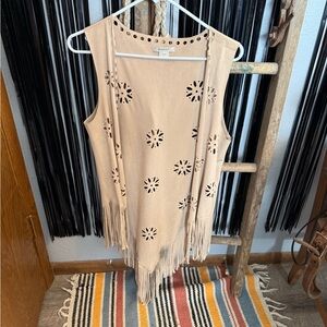 Suede Ariat Beige Cutout Fringe Vest
